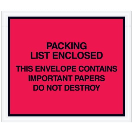 Bsc Preferred 7 x 6'' Red ''Important Papers Enclosed'' Envelopes, 1000PK PL414